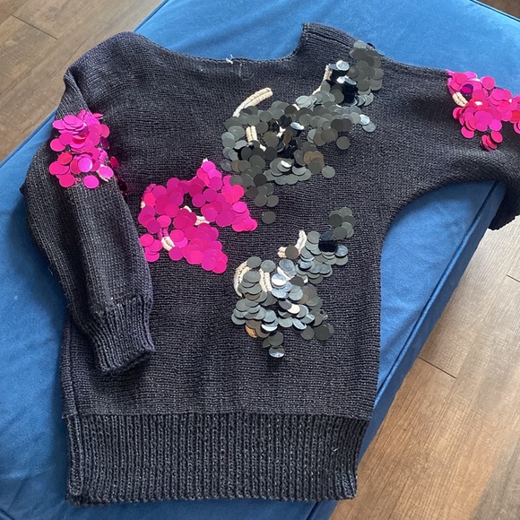 Vintage 80's 100% Wool & Rabbit Hair Sequins Top Size S by Nannell - Picture 5 of 6